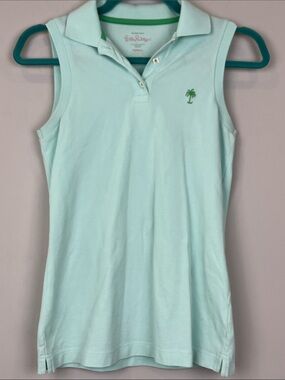 EUC Lilly Pulitzer Mint Green Sleeveless Island Polo Tank Transdry Size XS